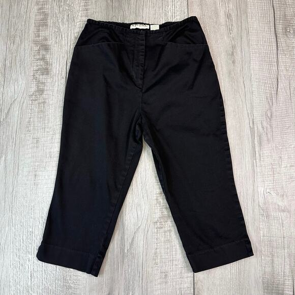 Merona Capri Pant WMNS Size 10 Black High Rise Straight Legs Cotton Blend Casual - Picture 1 of 3